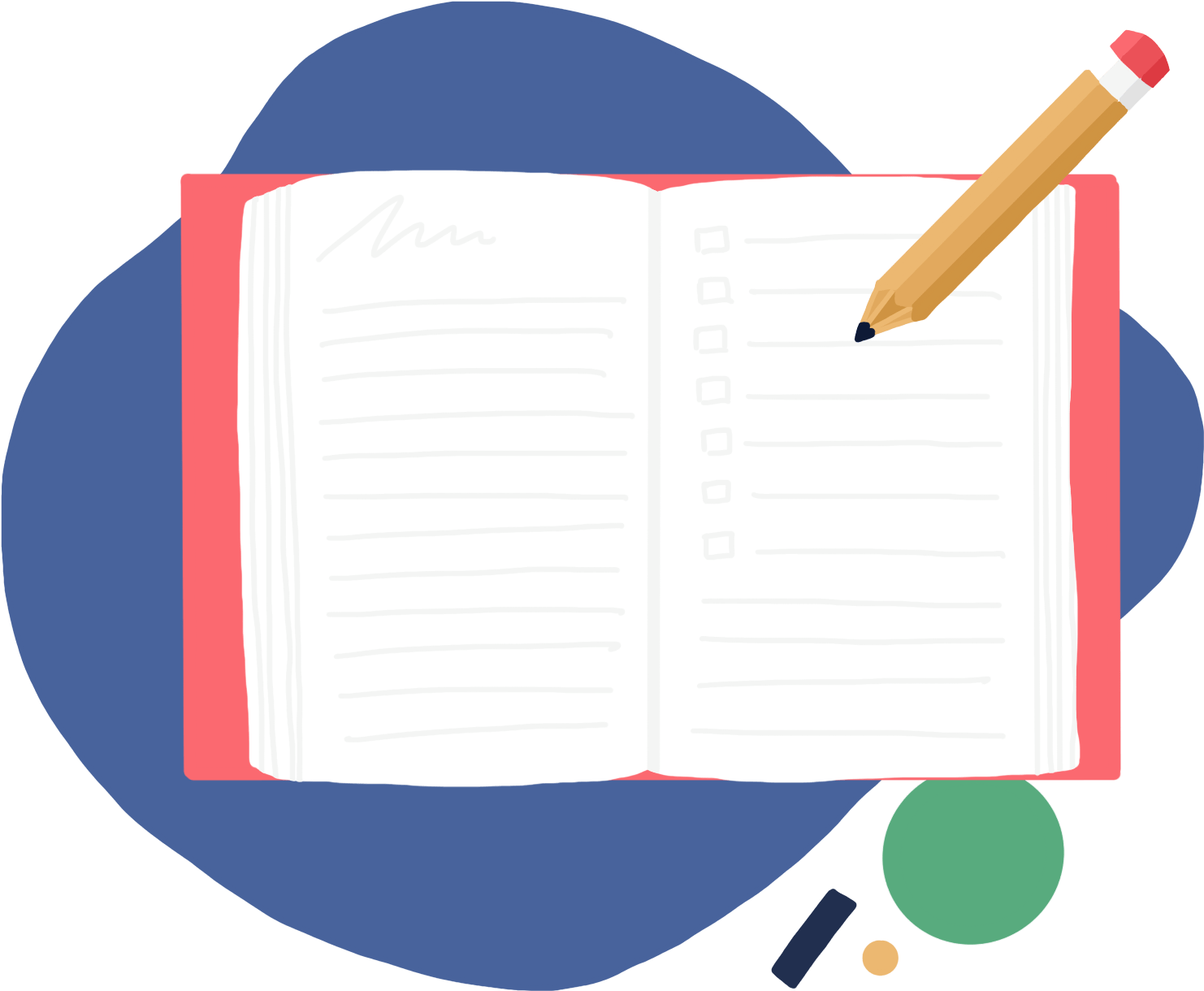 Open Notebookand Pencil PNG Image