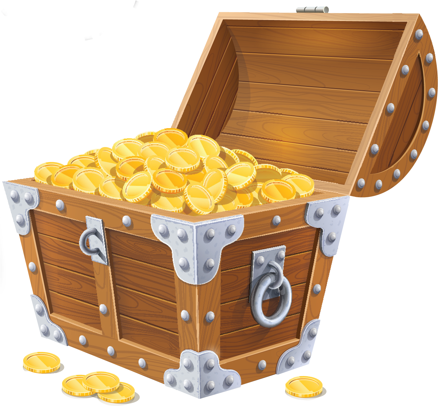 Open Treasure Chest Fullof Gold Coins.png PNG Image