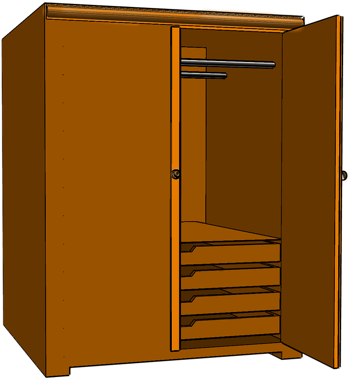 Open Wooden Closet Design PNG Image