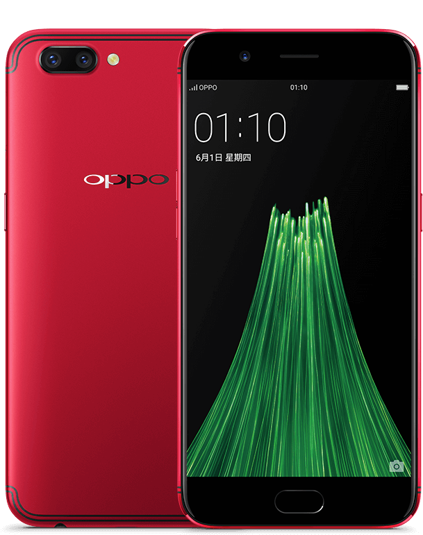 Oppo Red Smartphone Display PNG Image