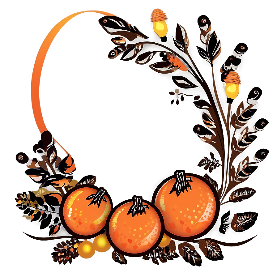 Orange And Brown Thanksgiving Border Png 06202024 PNG Image