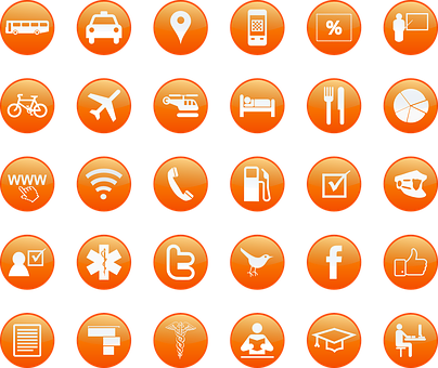 Orange Background Service Icons PNG Image