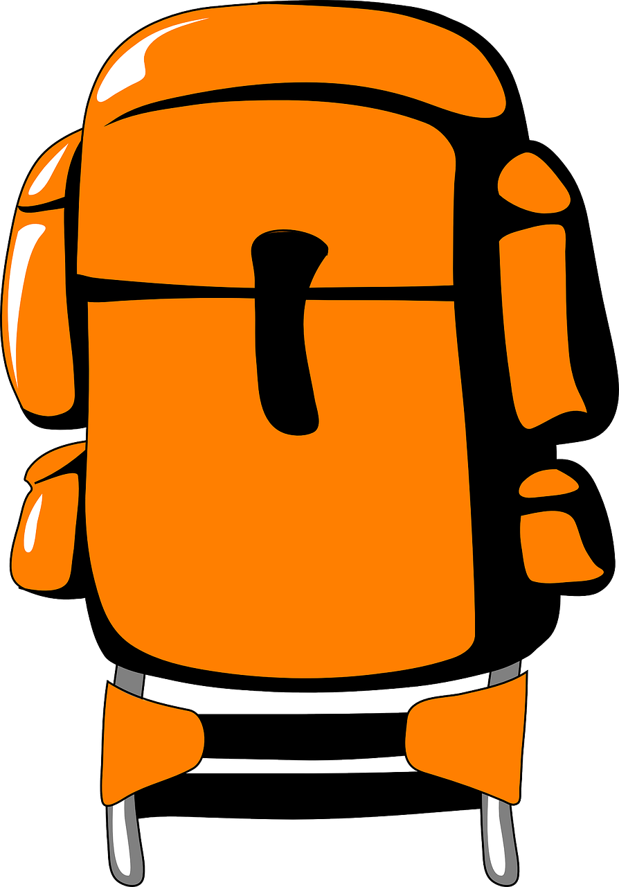 Orange Backpack Illustration PNG Image