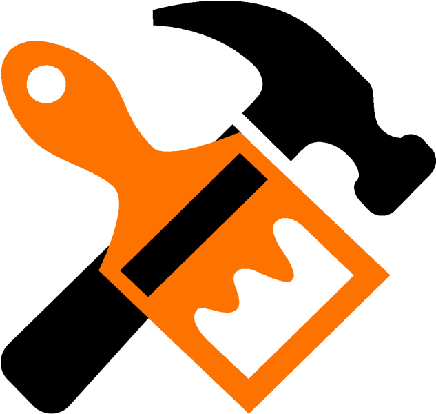 Orange Black Hammer Saw Icon PNG Image