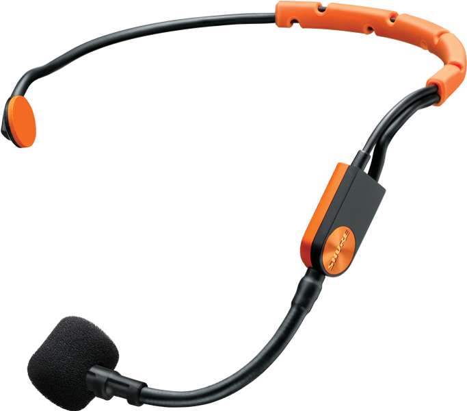 Orange Black Headset Microphone PNG Image