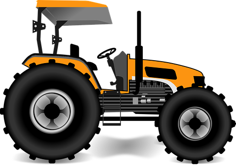 Orange Black Tractor Graphic PNG Image