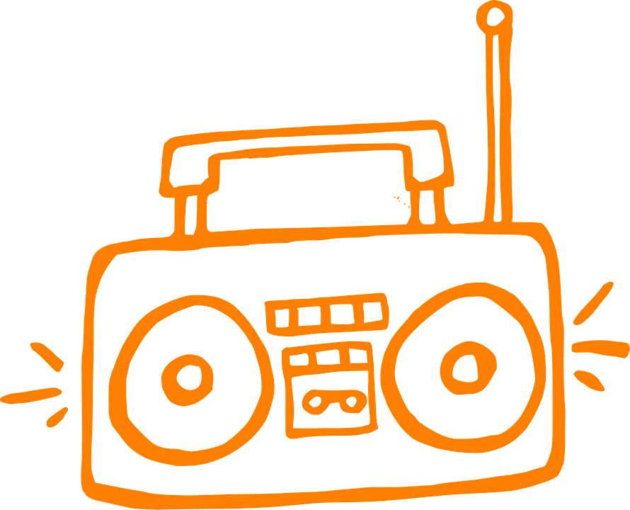 Orange Boombox Drawing PNG Image