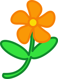 Orange Cartoon Flower PNG Image