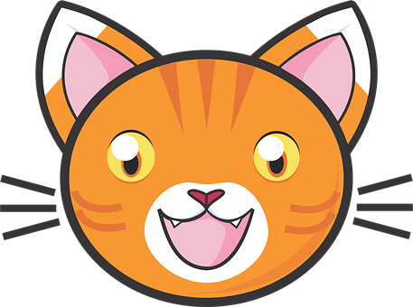 Orange Cat Cartoon Head PNG Image