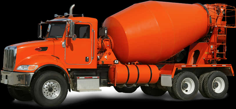 Orange Cement Mixer Truck PNG Image