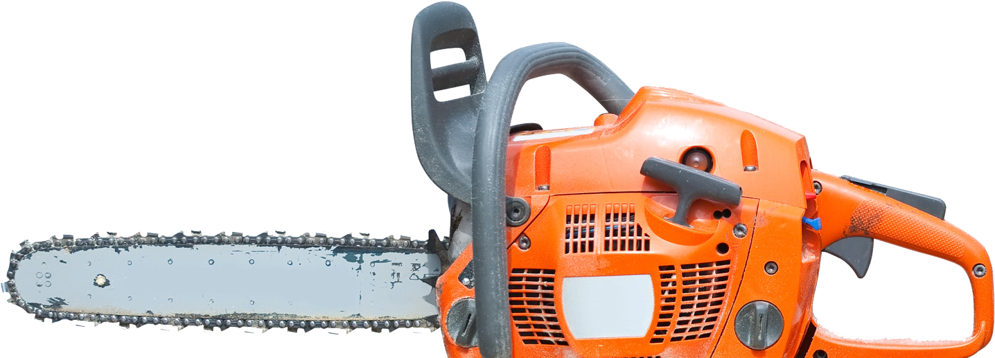 Orange Chainsaw Isolated Background PNG Image