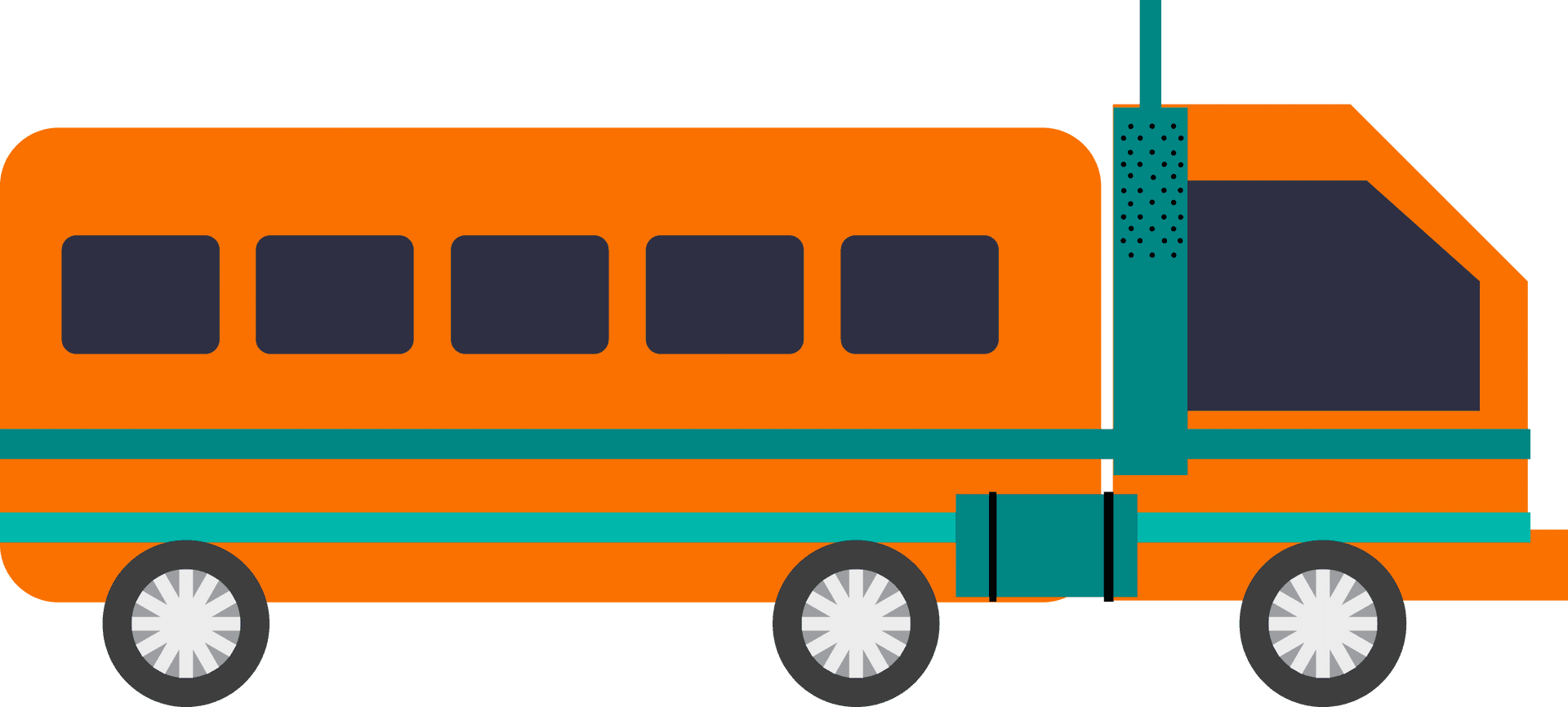 Orange Electric Bus Illustration PNG Image