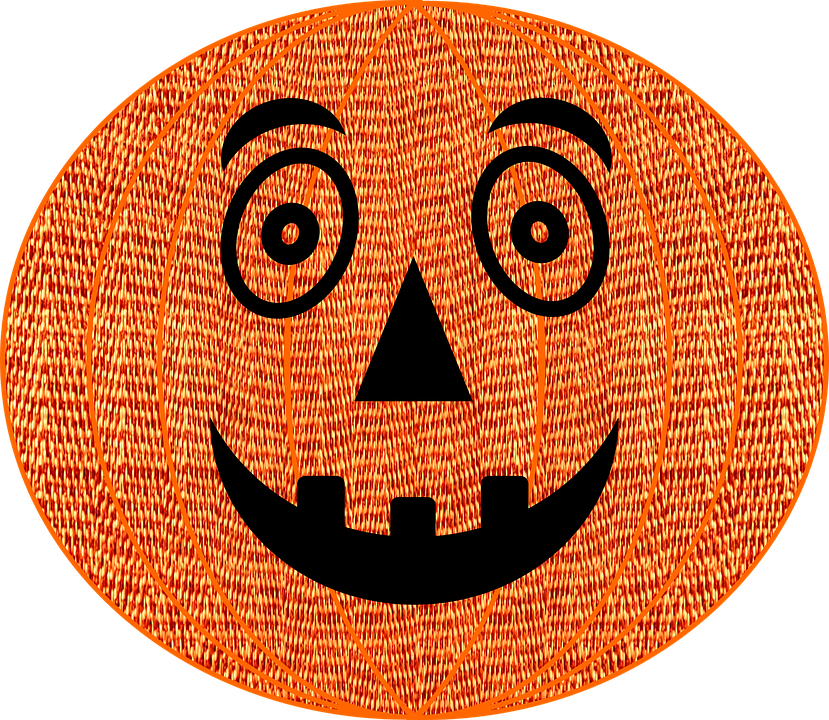 Orange Fabric Pumpkin Face PNG Image