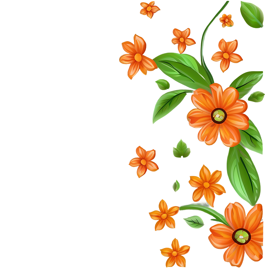 Orange Floral Pattern Png 06122024 PNG Image