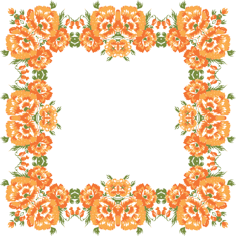 Orange Floral Wreath Design PNG Image