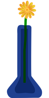 Orange Flowerin Blue Vase PNG Image