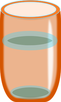 Orange Glass Half Fullof Water PNG Image