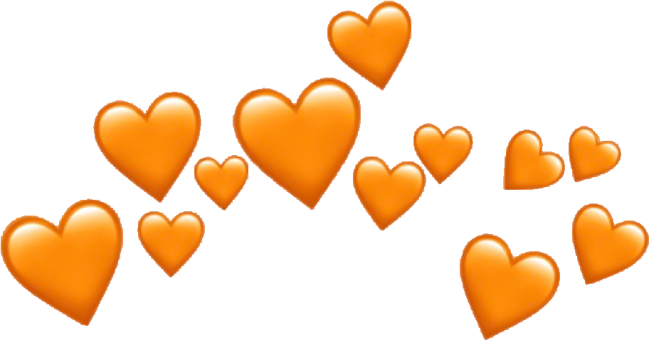 Orange Heart Crown Graphic PNG Image