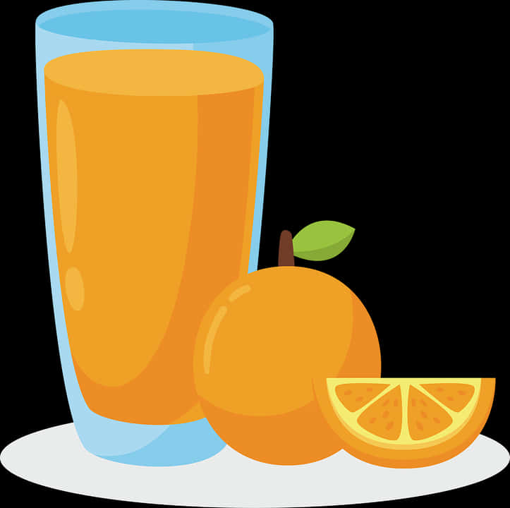 Orange Juice Glassand Fruit Illustration PNG Image