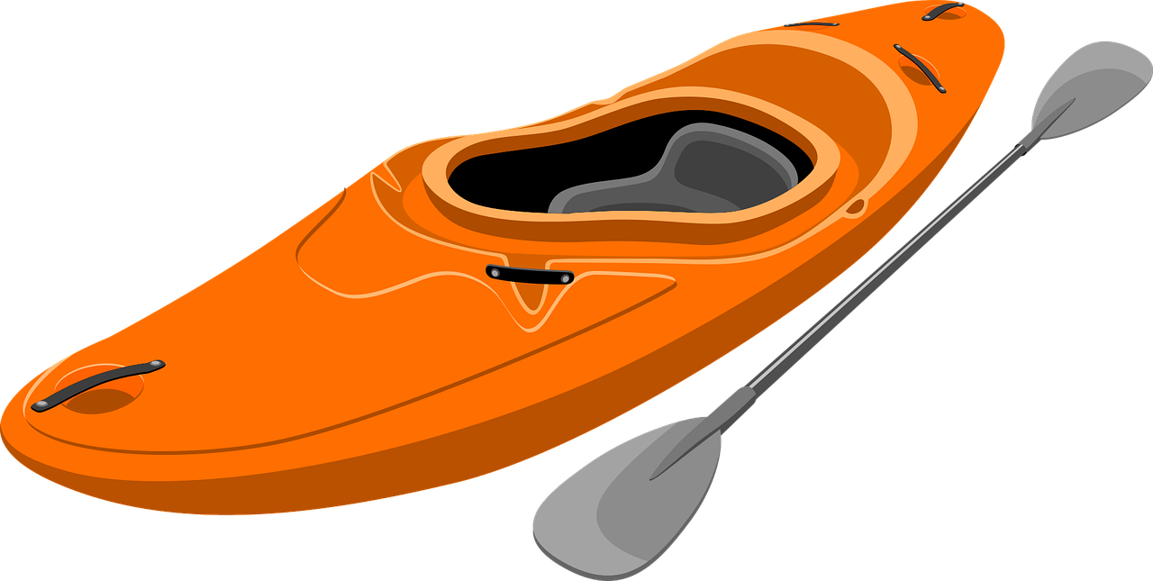 Orange Kayakwith Paddle PNG Image