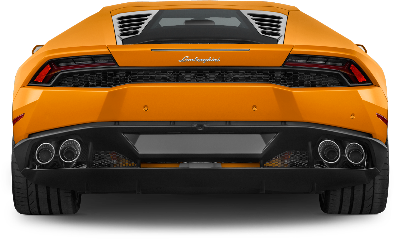 Orange Lamborghini Rear View PNG Image