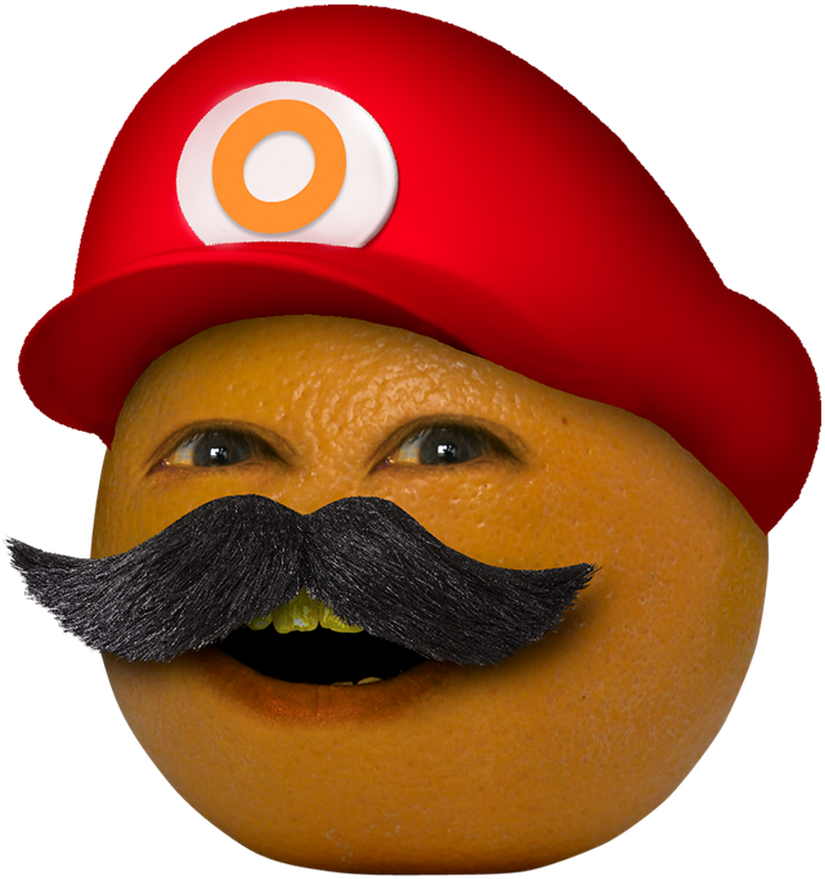 Orange Mustachioed Character Hat PNG Image