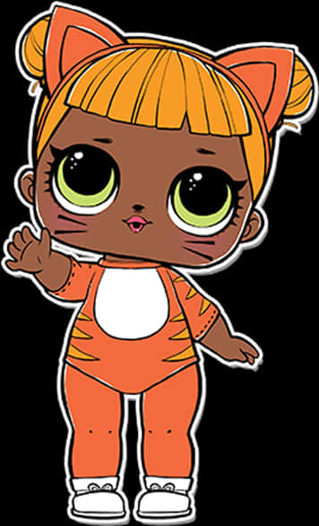 Orange Outfit L O L Doll Illustration PNG Image