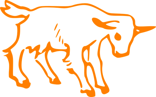 Orange Outline Goat Illustration PNG Image