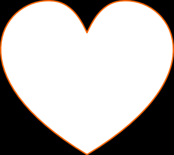 Orange Outlined Heart Black Background PNG Image