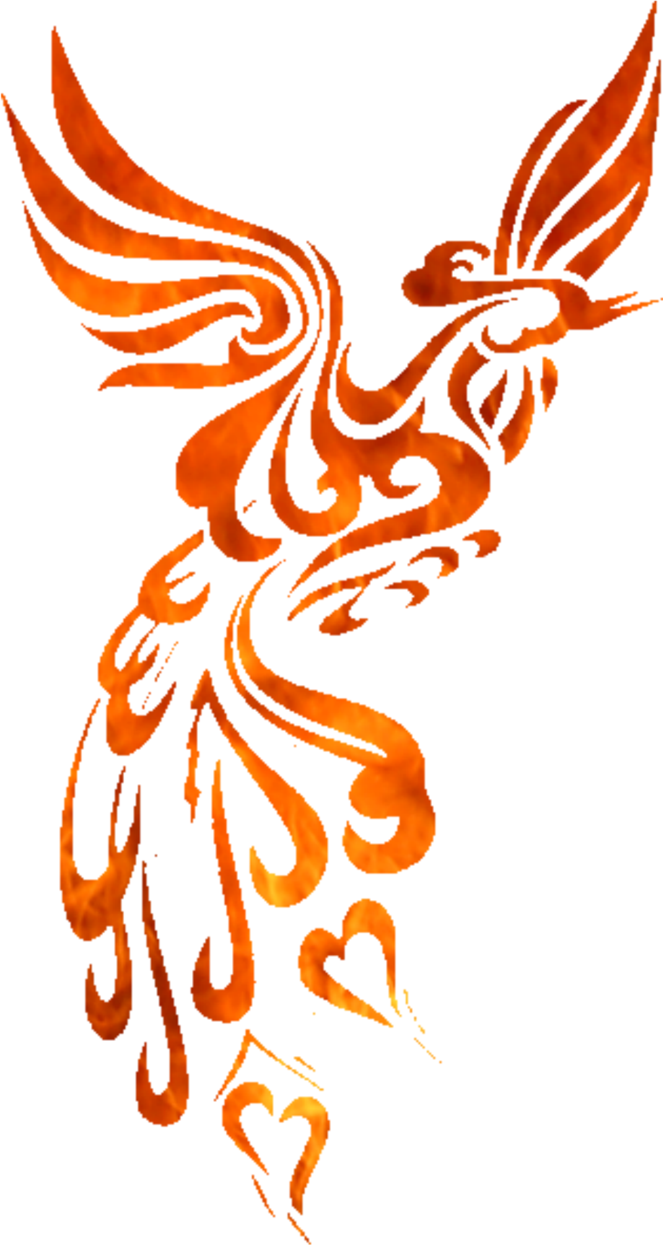 Orange Phoenix Tattoo Design PNG Image