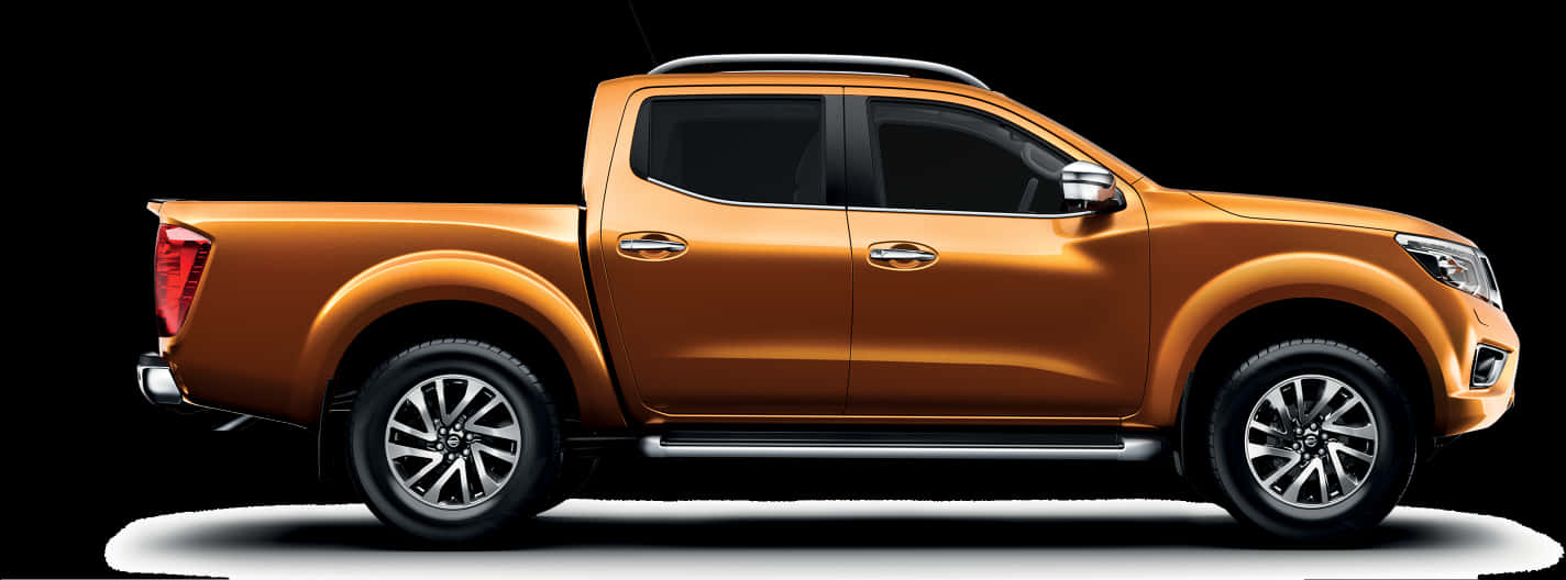 Orange Pickup Truck Side View PNG Image