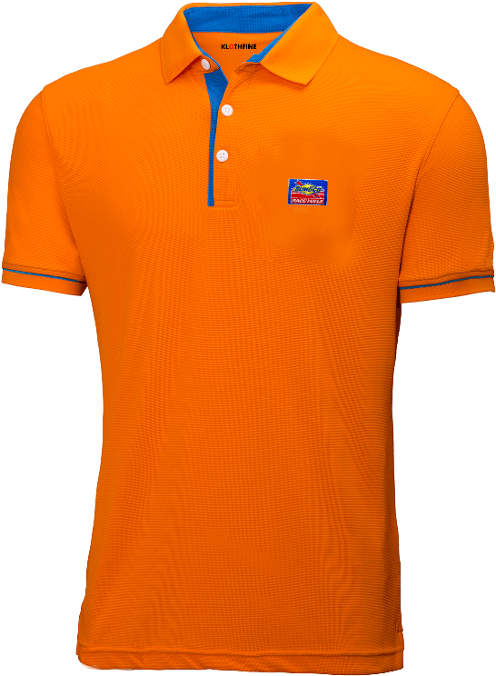 Orange Polo Shirt Blue Trim PNG Image