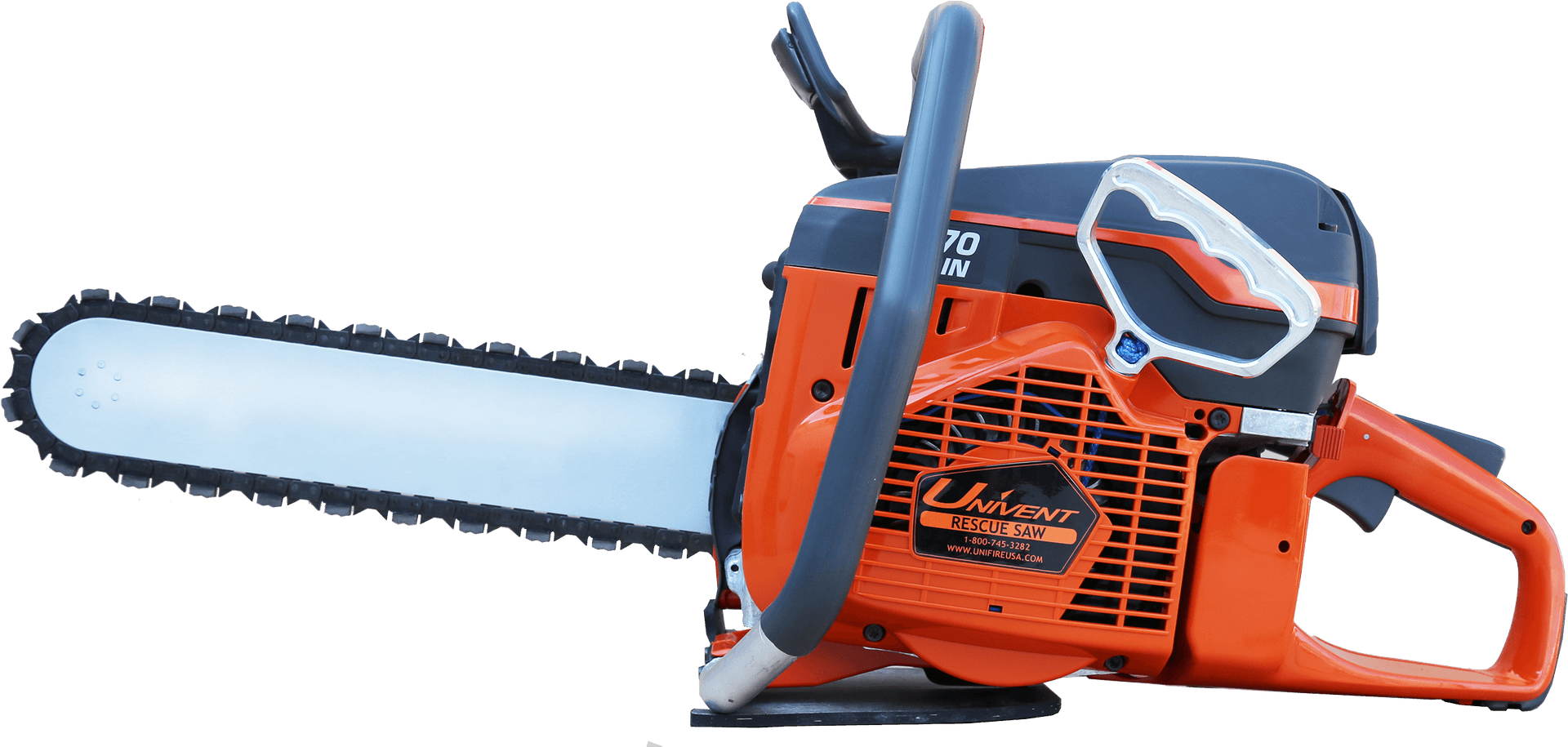 Orange Rescue Chainsaw Isolated PNG Image