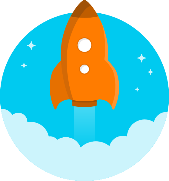 Orange Rocket Launch Cartoon PNG Image