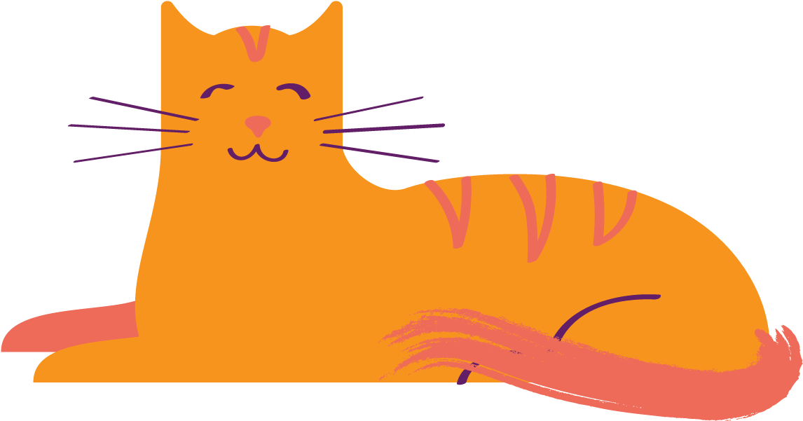 Orange Smiling Cat Illustration PNG Image