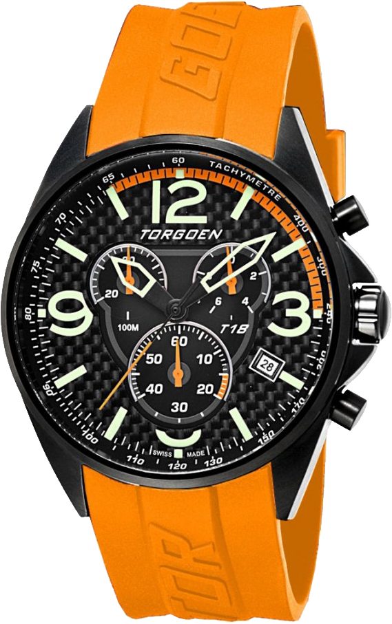 Orange Strap Sporty Chronograph Watch PNG Image