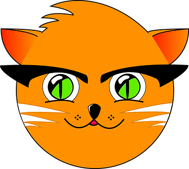 Orange Tabby Cartoon Face PNG Image