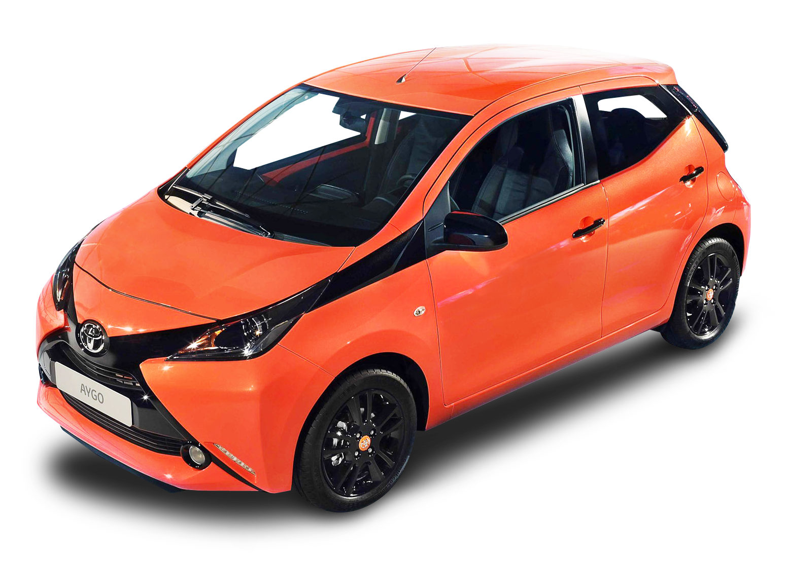 Orange Toyota Aygo Side View PNG Image