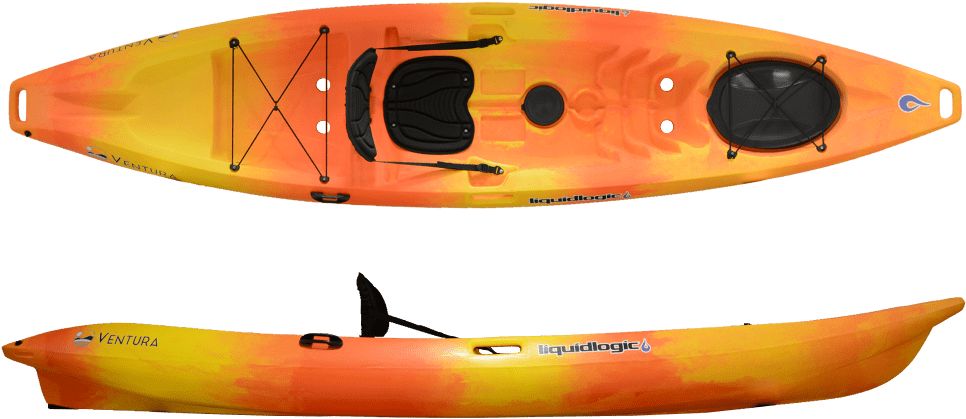 Orange Yellow Kayak Topand Side View PNG Image