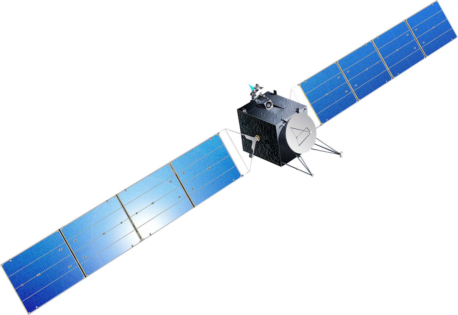 Orbiting Satellite Isolatedon Gray PNG Image