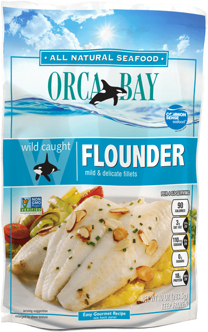 Orca Bay Wild Caught Flounder Packaging PNG Image