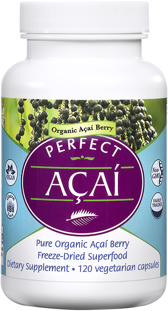 Organic Acai Berry Supplement Bottle PNG Image