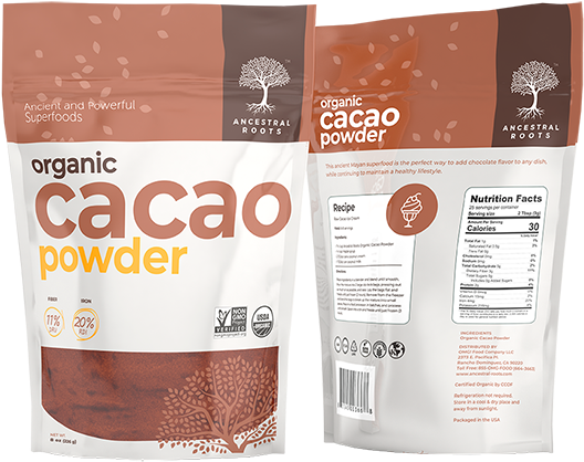 Organic Cacao Powder Packaging PNG Image