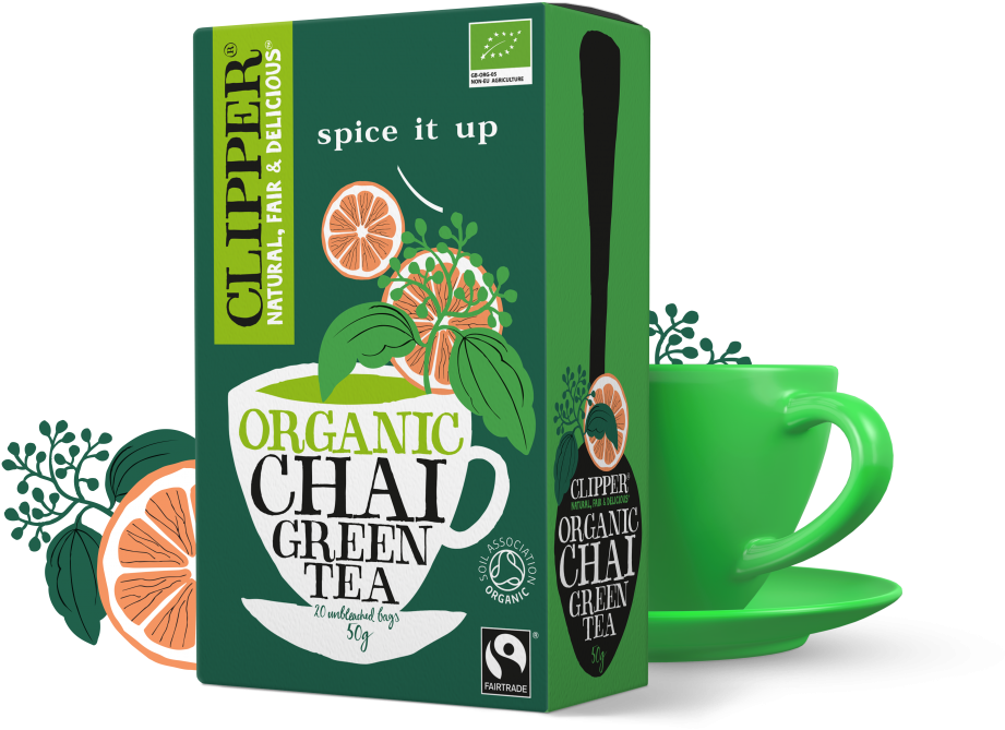 Organic Chai Green Tea Packaging PNG Image