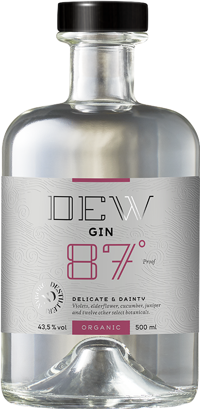 Organic D E W Gin Bottle PNG Image