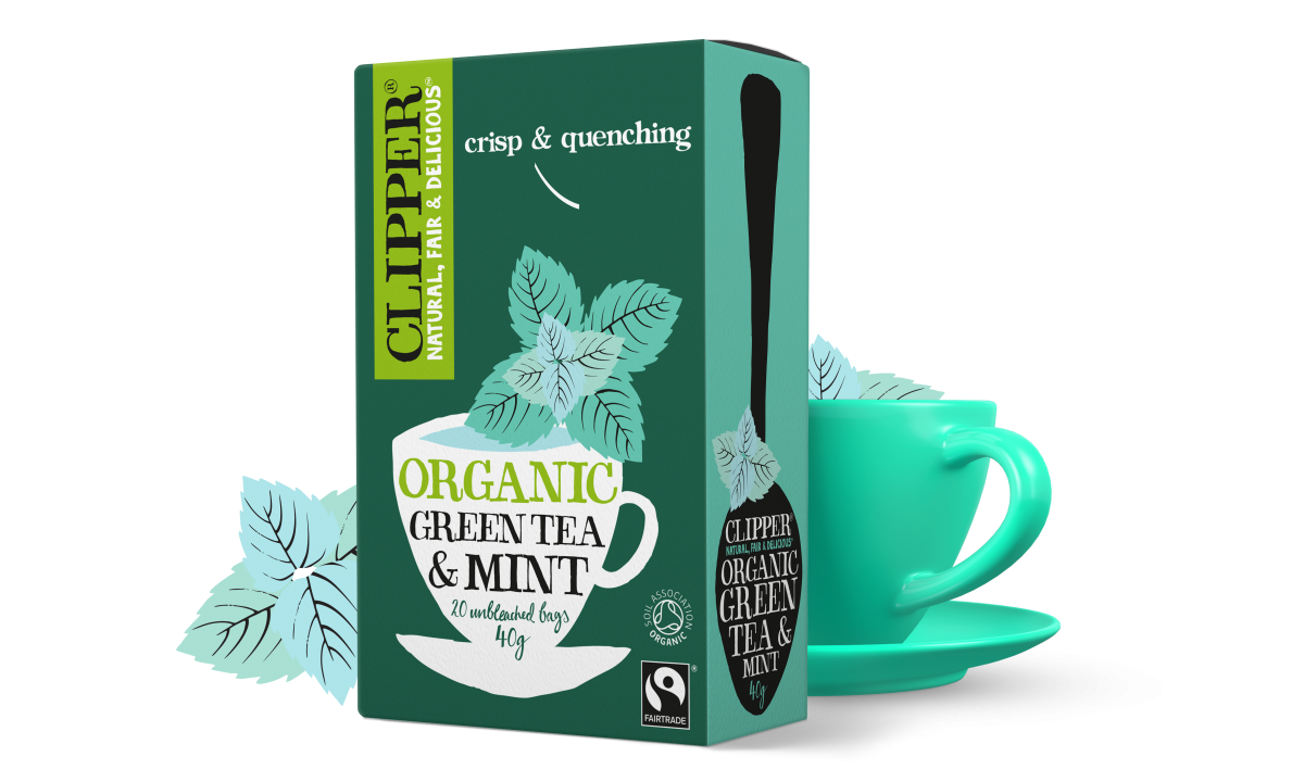 Organic Green Tea Mint Packaging PNG Image