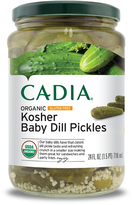 Organic Kosher Baby Dill Pickles Jar PNG Image