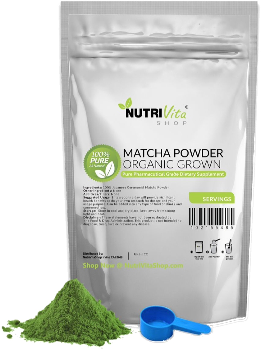 Organic Matcha Powder Supplement Packaging PNG Image