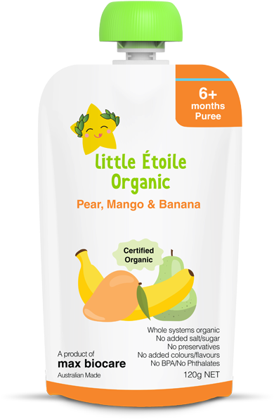 Organic Pear Mango Banana Puree Pouch PNG Image