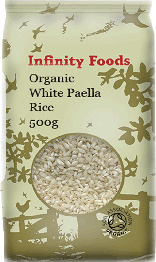 Organic White Paella Rice Packaging PNG Image